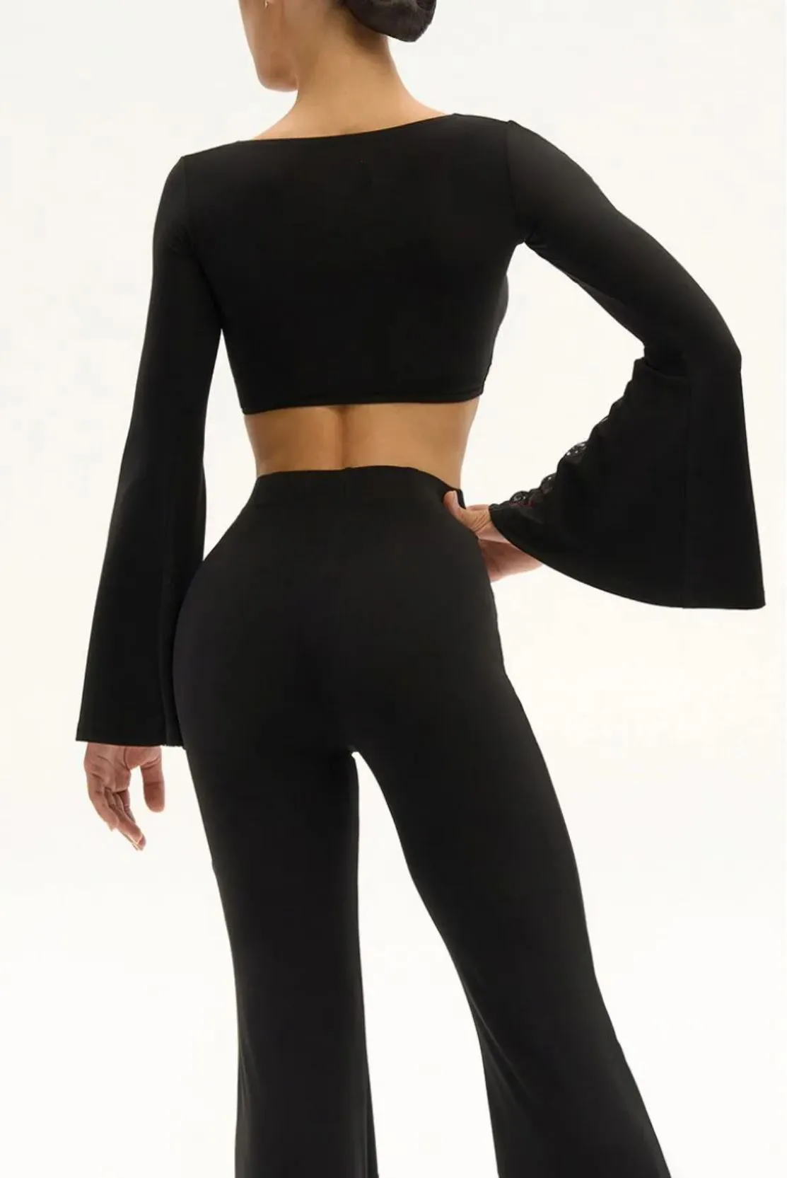 Latin Practice Top with Patterned Mesh Pra 1175