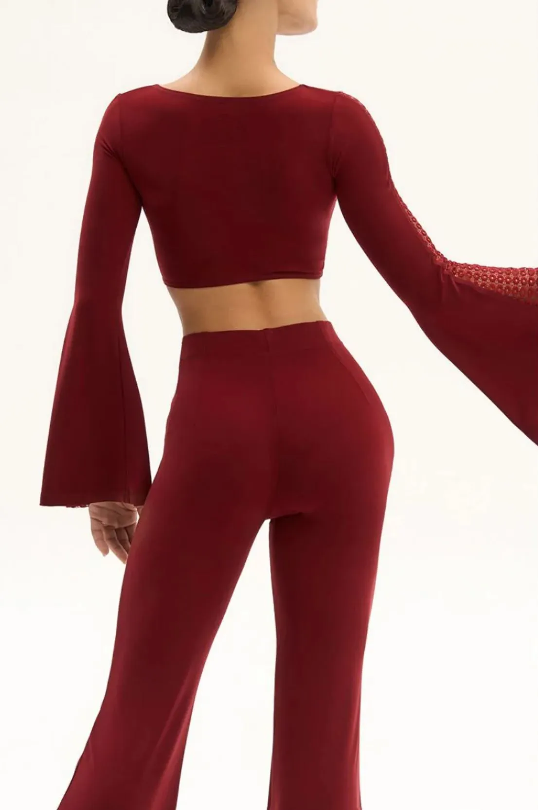 Latin Practice Top with Patterned Mesh Pra 1175