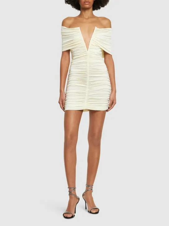 Magda Butrym   Draped jersey off-shoulder mini dress 