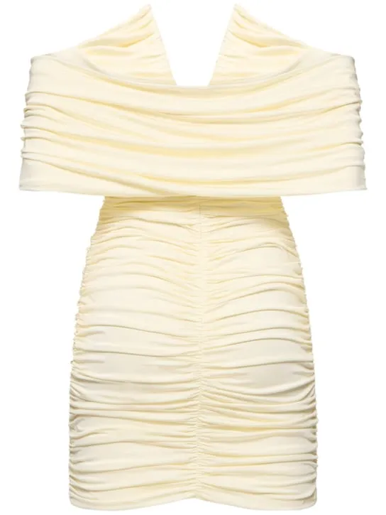 Magda Butrym   Draped jersey off-shoulder mini dress 