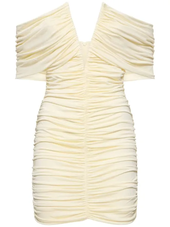 Magda Butrym   Draped jersey off-shoulder mini dress 