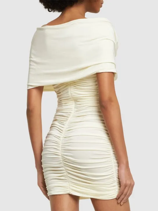 Magda Butrym   Draped jersey off-shoulder mini dress 