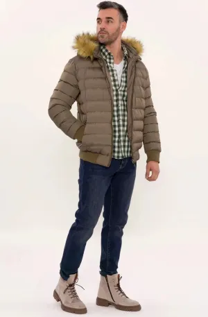 Men'S Brown Down Coat With Fur