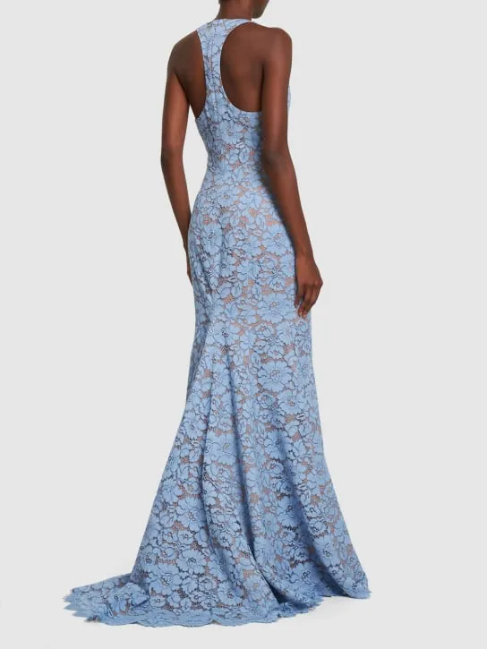 Michael Kors Collection   Floral lace cotton fishtail dress 