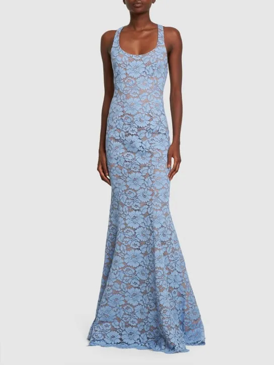 Michael Kors Collection   Floral lace cotton fishtail dress 
