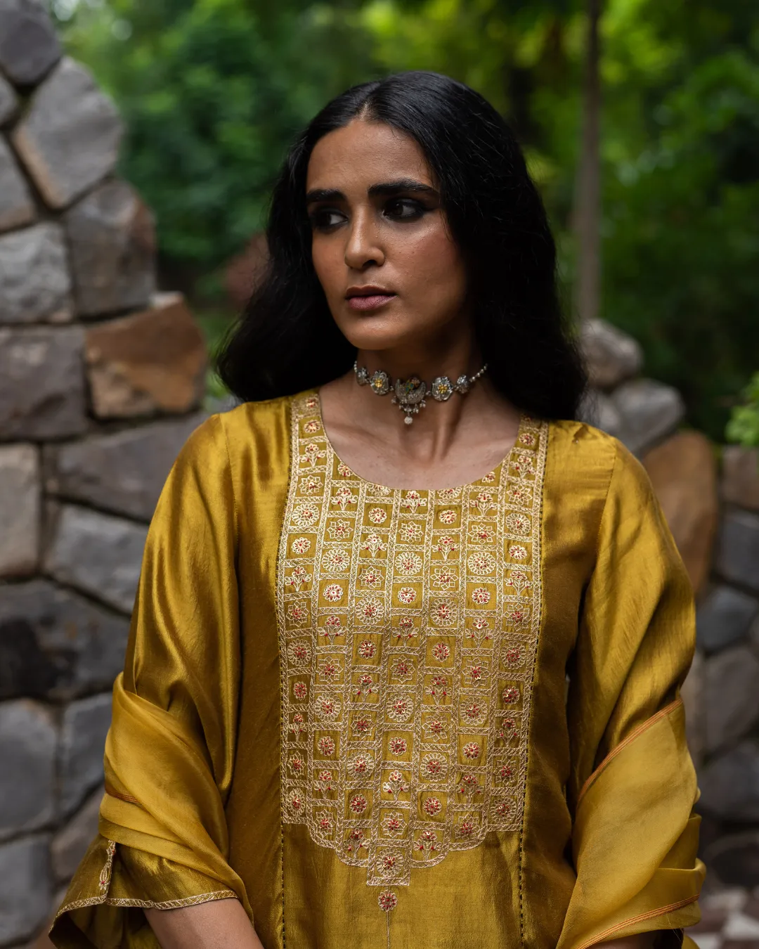 Molten Gold Yellow Short Kurta Set