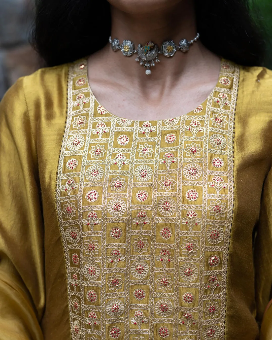 Molten Gold Yellow Short Kurta Set