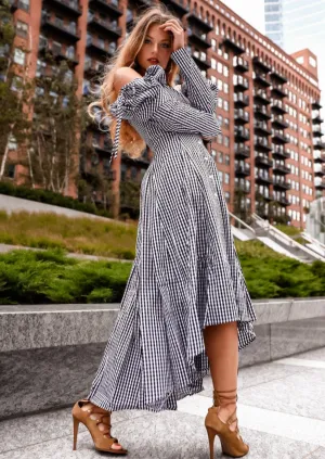 Nevaeh Black Checkered Maxi Dress