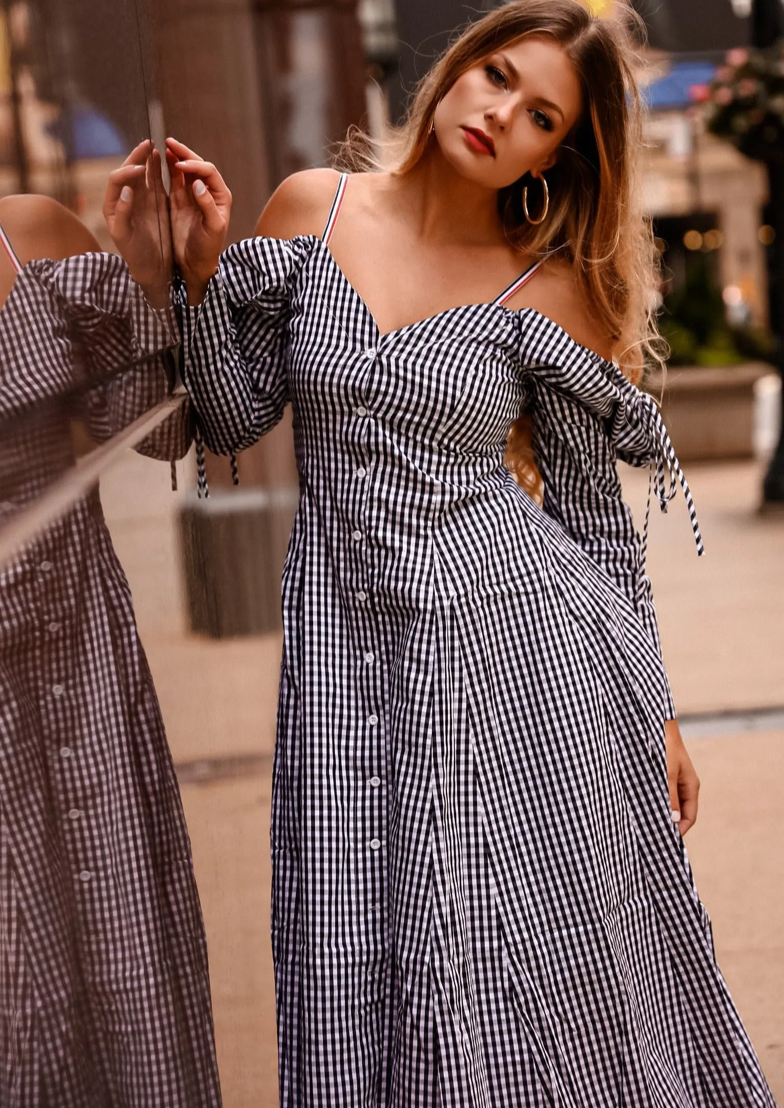 Nevaeh Black Checkered Maxi Dress