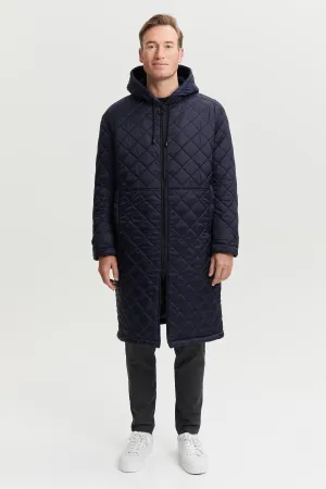 Pentti Water and Wind Repellent Quilted Parka Coat  Blue