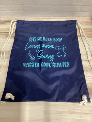 Quilted Cow Drawstring Backpack