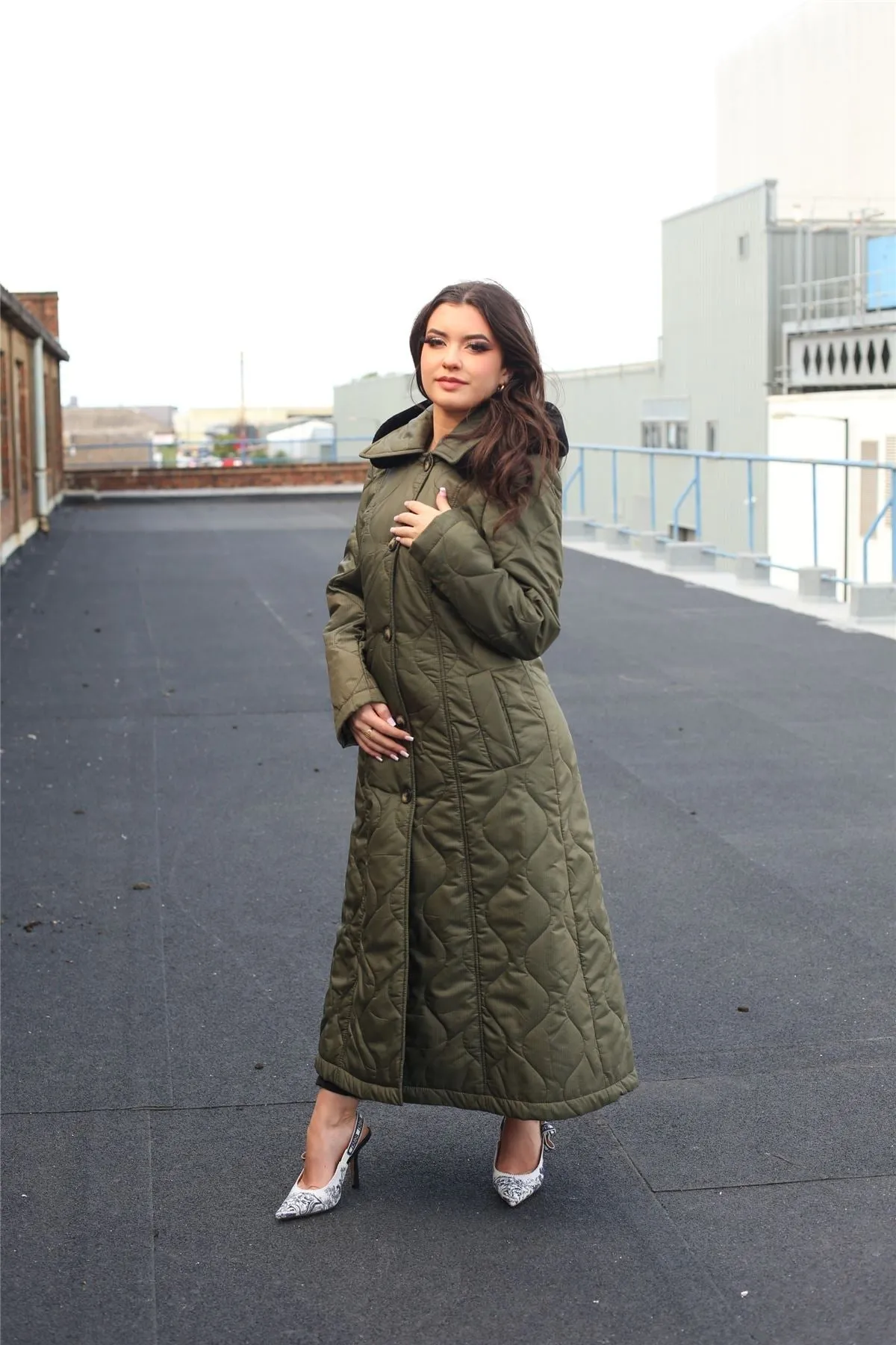 Quilted Single Breasted Hooded