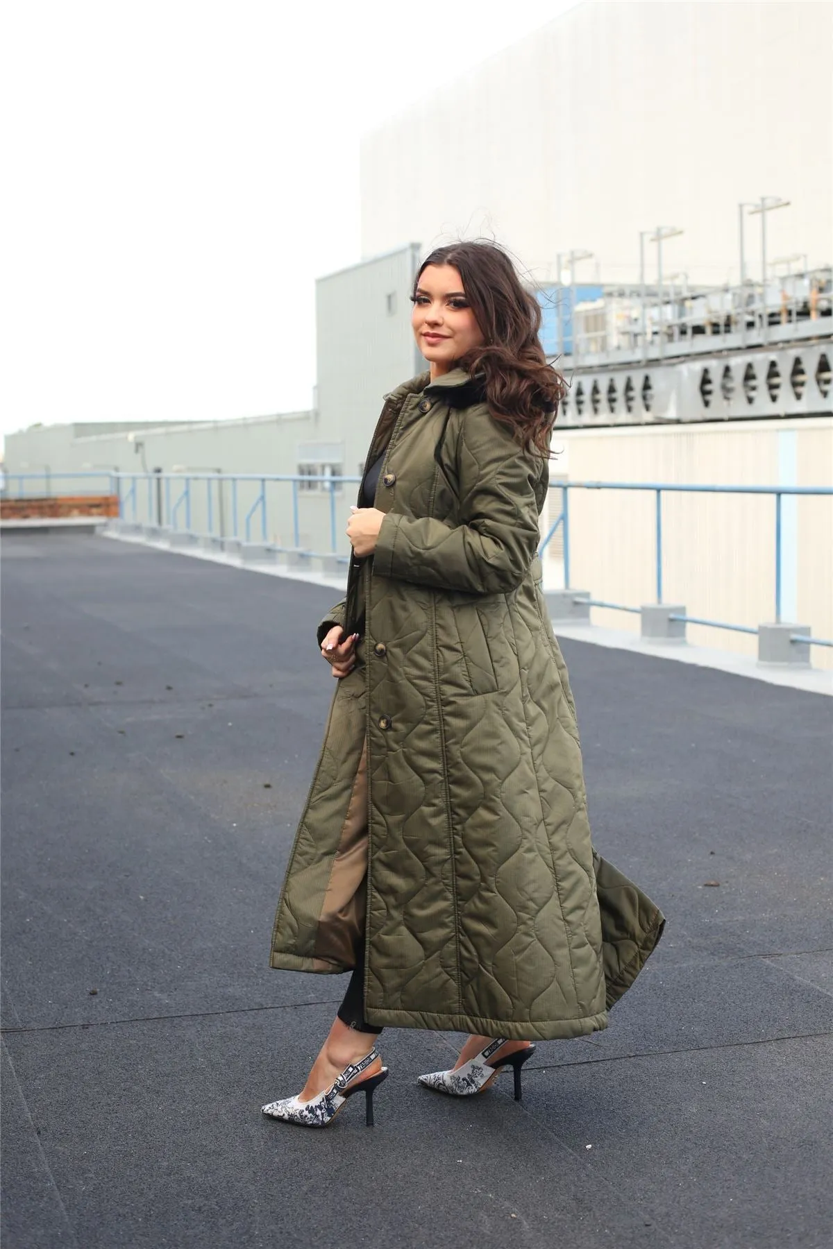 Quilted Single Breasted Hooded