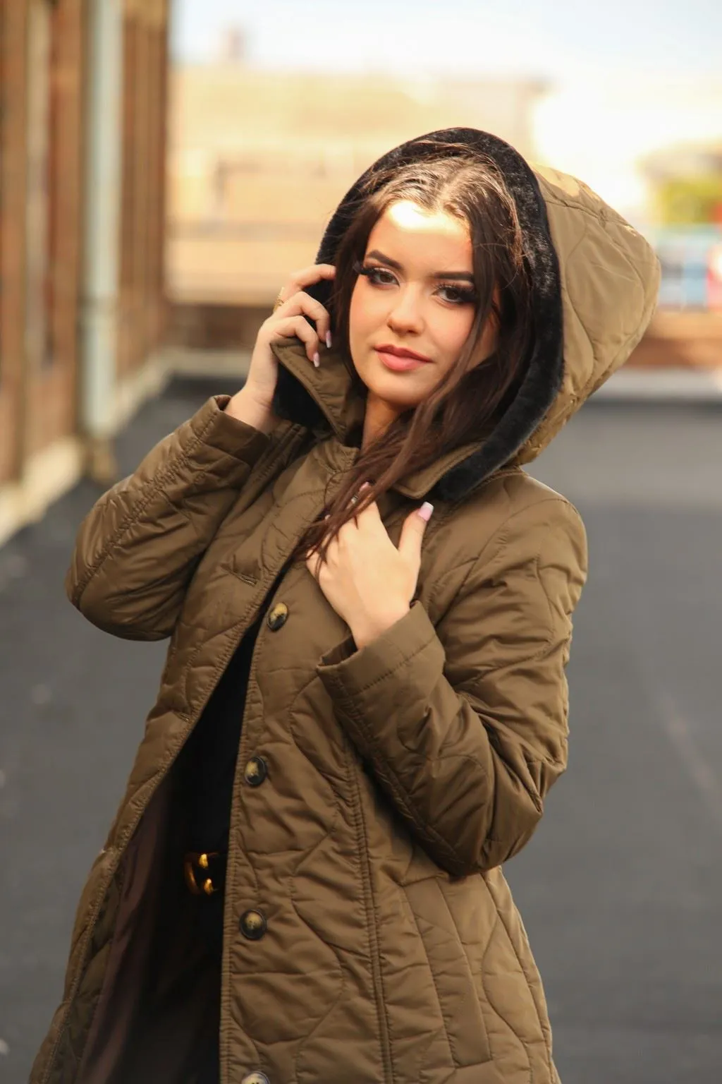 Quilted Single Breasted Hooded