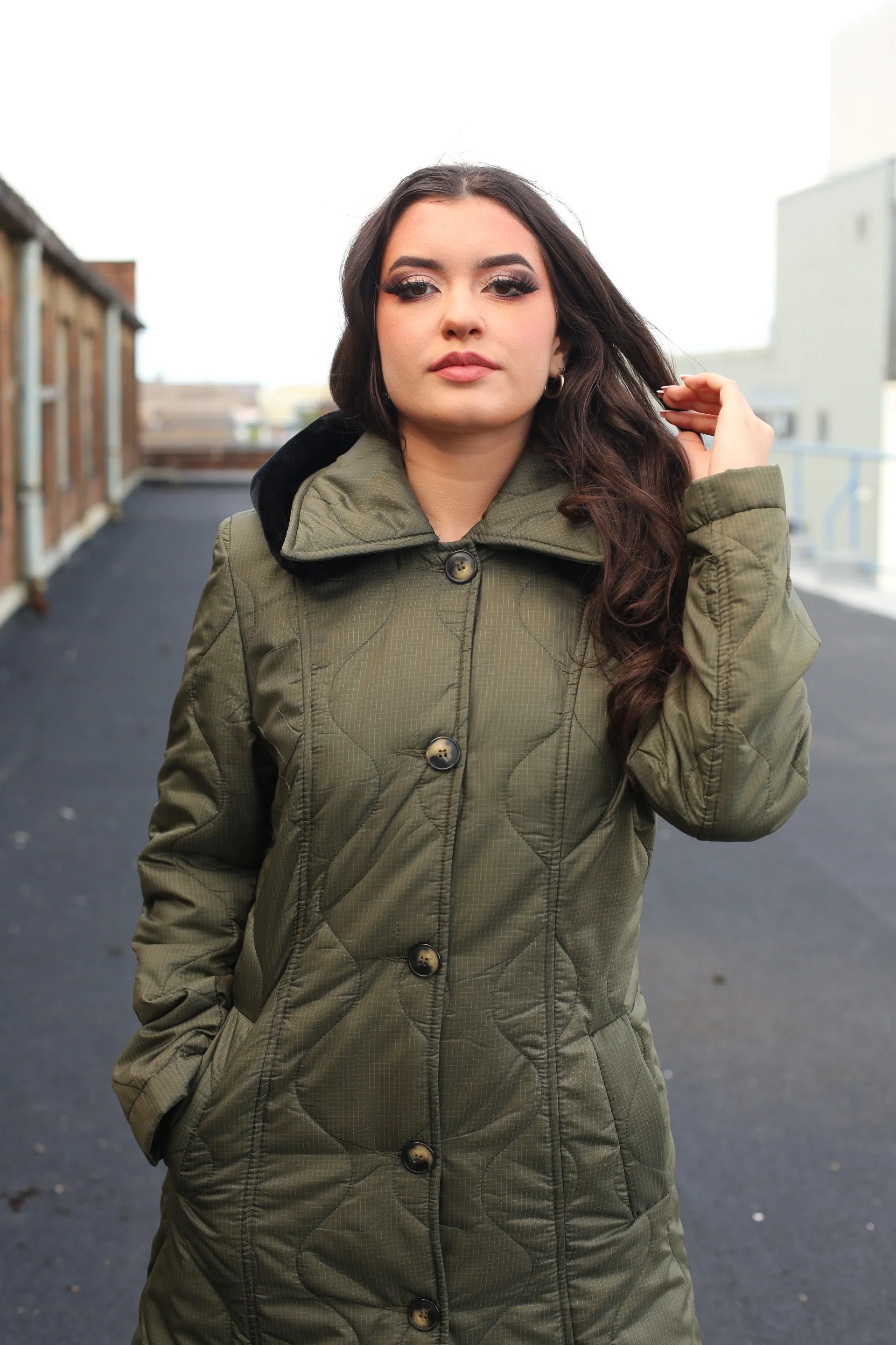 Quilted Single Breasted Hooded