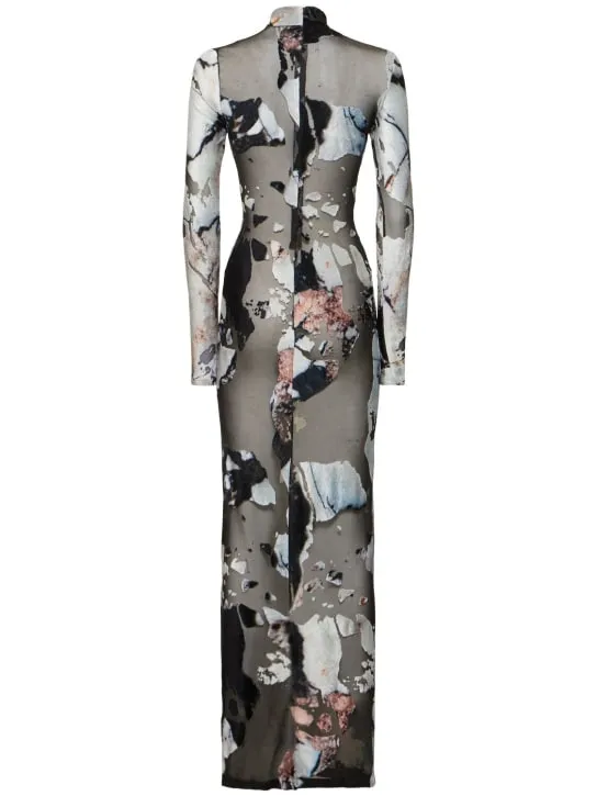 Roberto Cavalli   Marmo printed chenille dress 