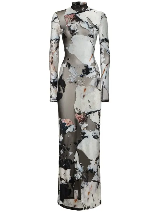 Roberto Cavalli   Marmo printed chenille dress 