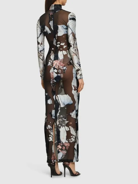 Roberto Cavalli   Marmo printed chenille dress 