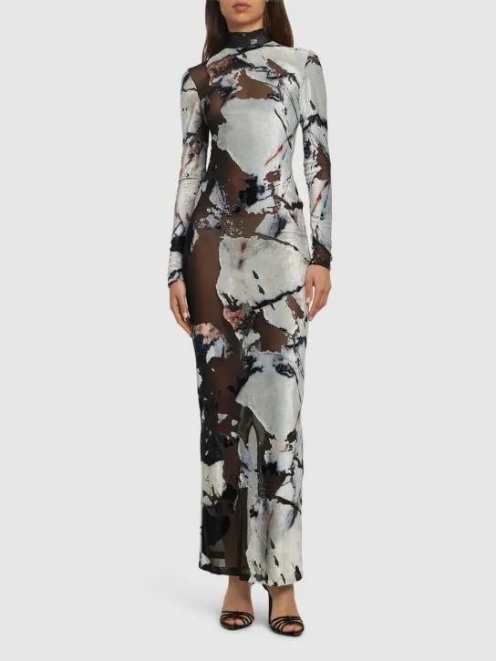 Roberto Cavalli   Marmo printed chenille dress 
