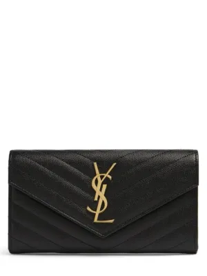 Saint Laurent   Large monogram quilted leather wallet 