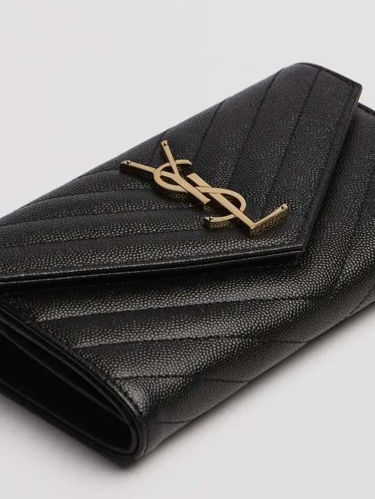Saint Laurent   Large monogram quilted leather wallet 