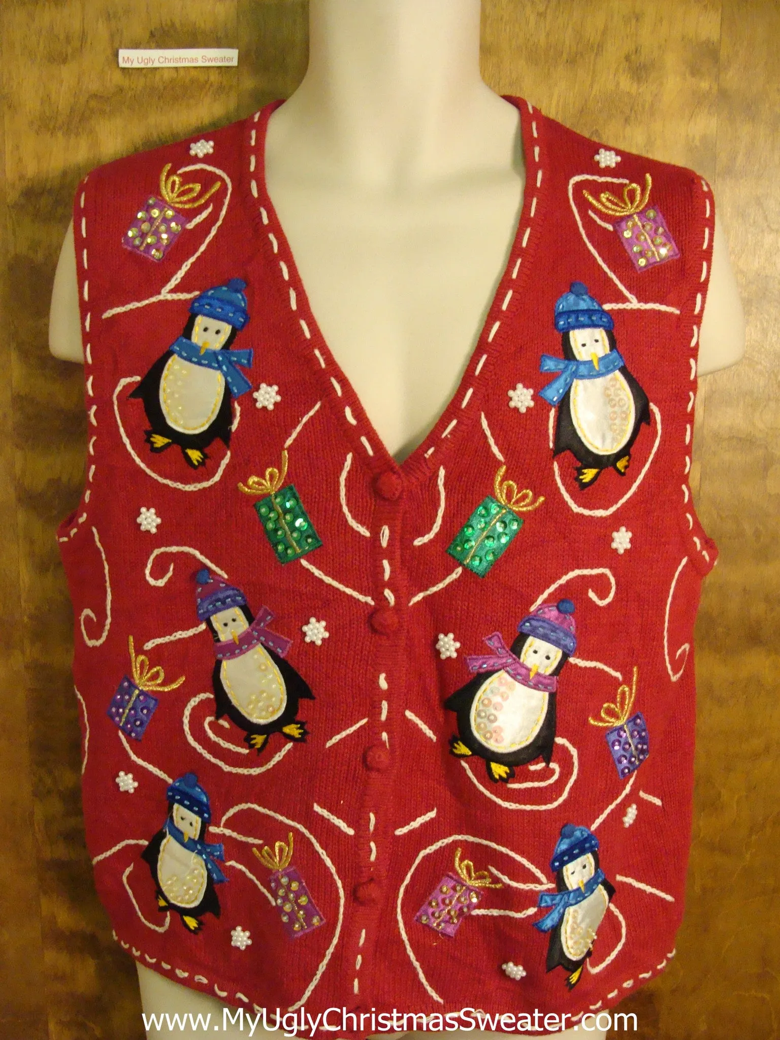Skating Penguins Bad Christmas Sweater Vest