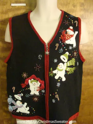 Snowmen and Bling Snow Funny Christmas Sweater Vest