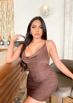Spark Between Us Mini Dress - Brown