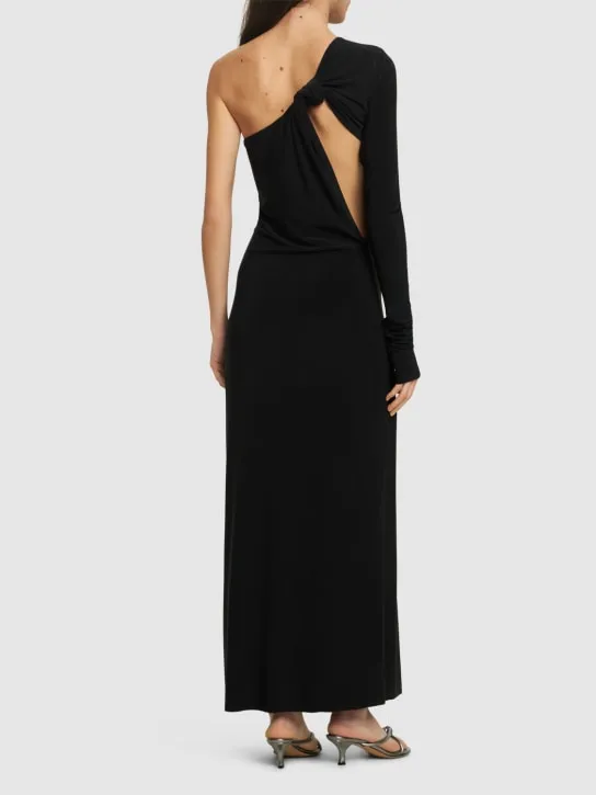 Sportmax   Cartone one-sleeve jersey long dress 