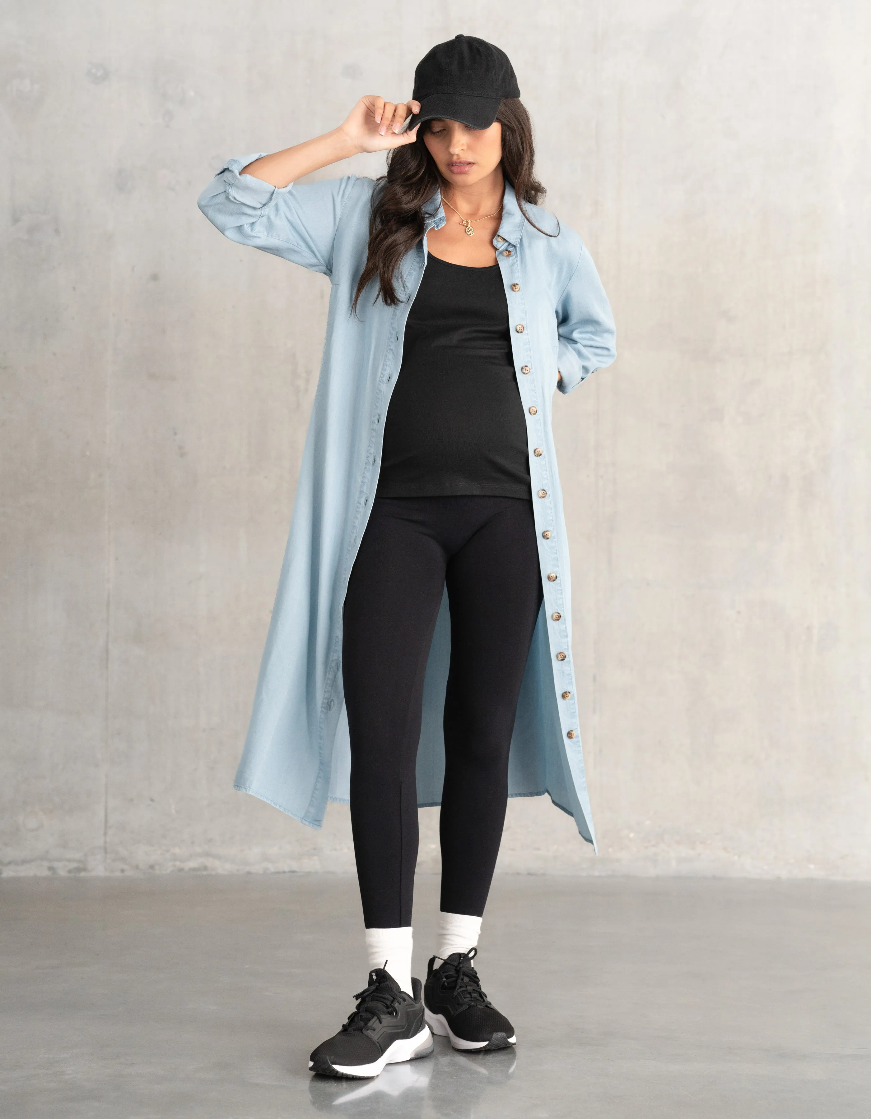 Tencel™ Denim-Look Maternity Shirt Dress