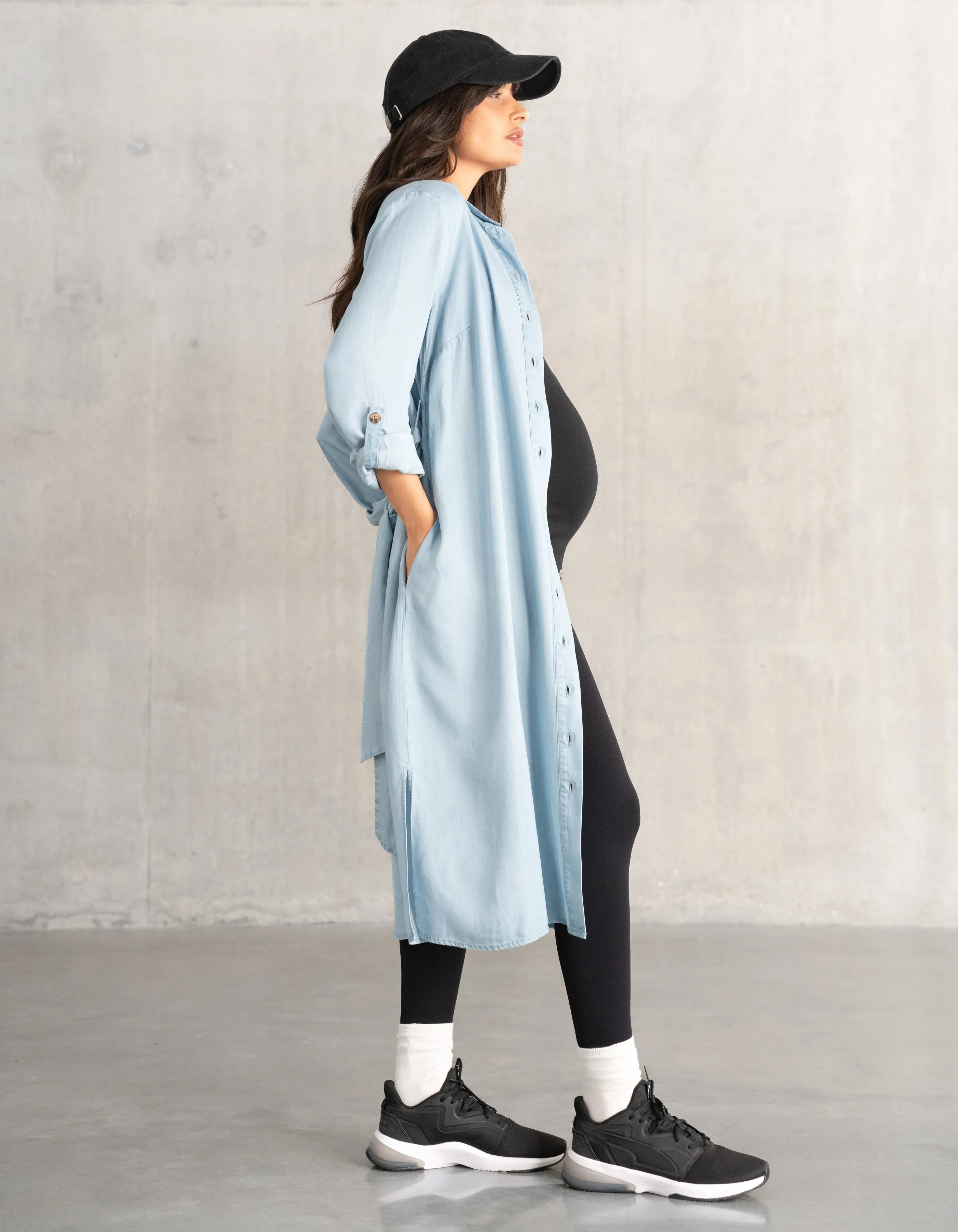 Tencel™ Denim-Look Maternity Shirt Dress