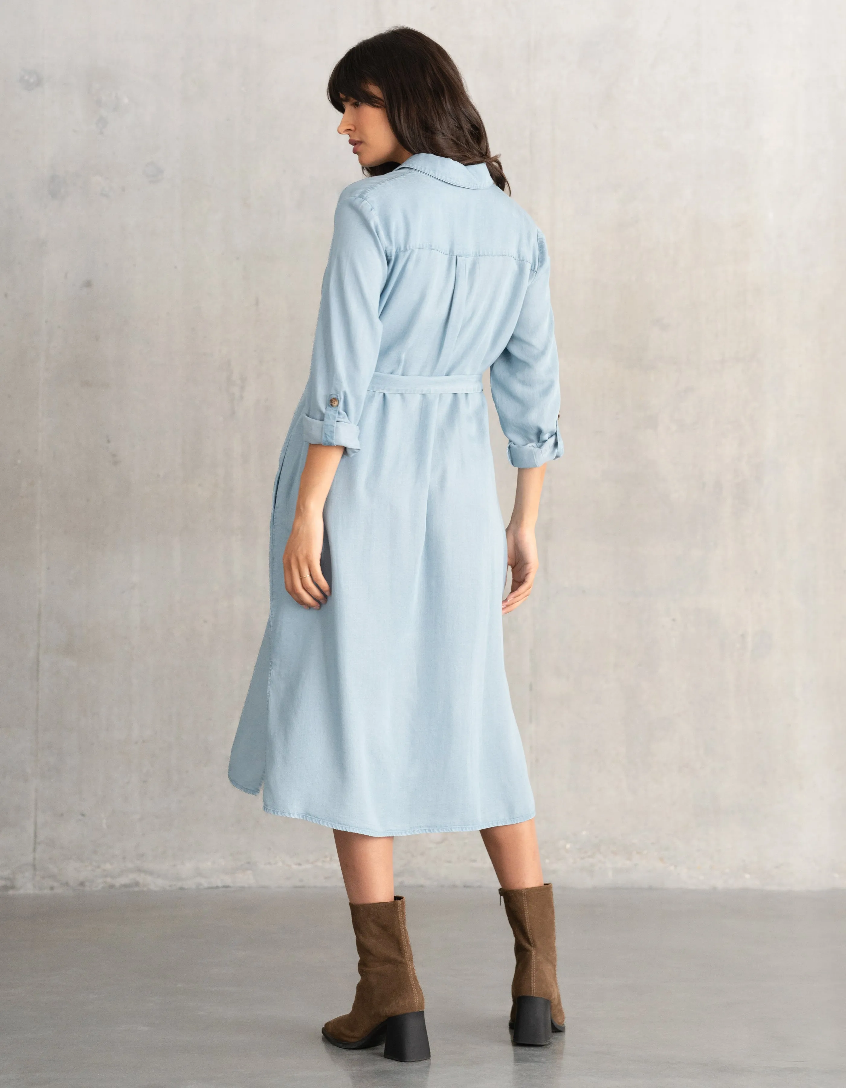 Tencel™ Denim-Look Maternity Shirt Dress