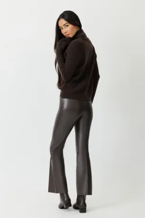 The Porterfield - Espresso Ethical Leather Cropped Flare Pants