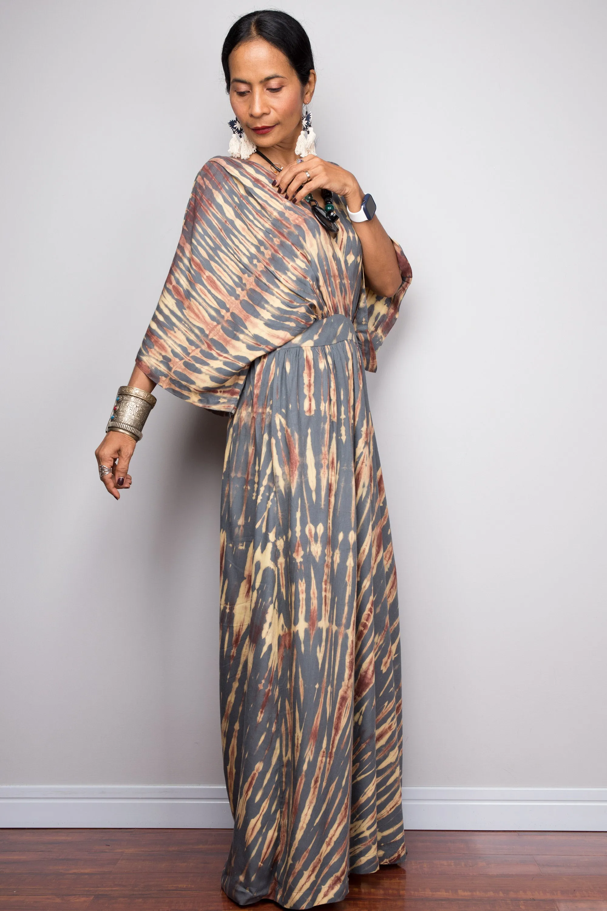 Tie dye kimono kaftan dress