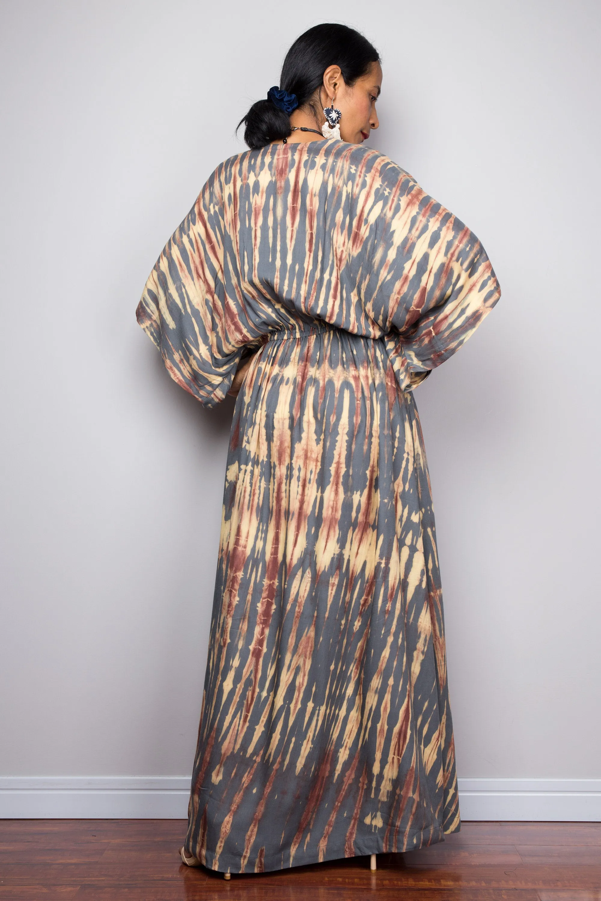 Tie dye kimono kaftan dress