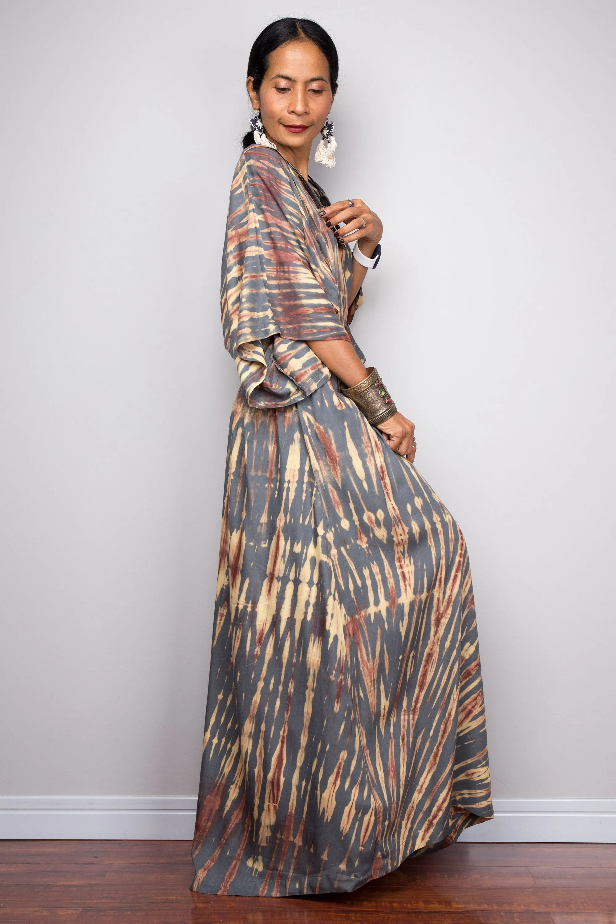 Tie dye kimono kaftan dress