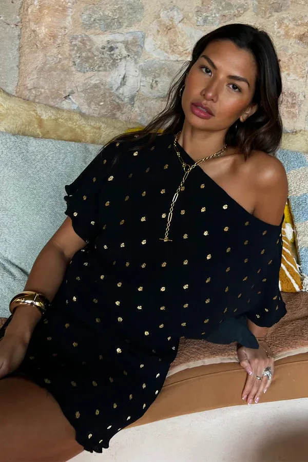 Tilly Plisse Mini Dress - Black