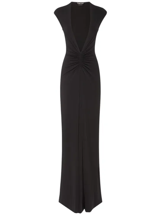 Tom Ford   Stretch sable jersey draped long dress 