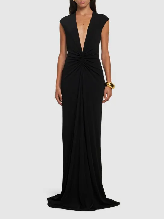 Tom Ford   Stretch sable jersey draped long dress 
