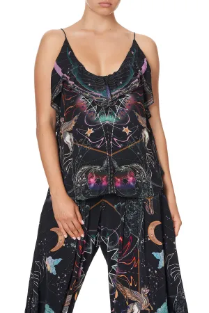 TOP WITH NECKLINE FRILL MIDNIGHT MOON HOUSE