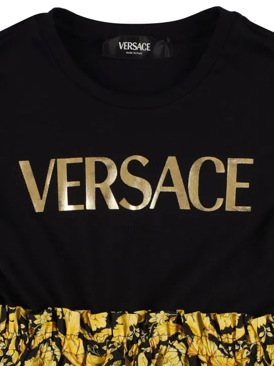Versace   Cotton jersey &amp; printed poplin dress 