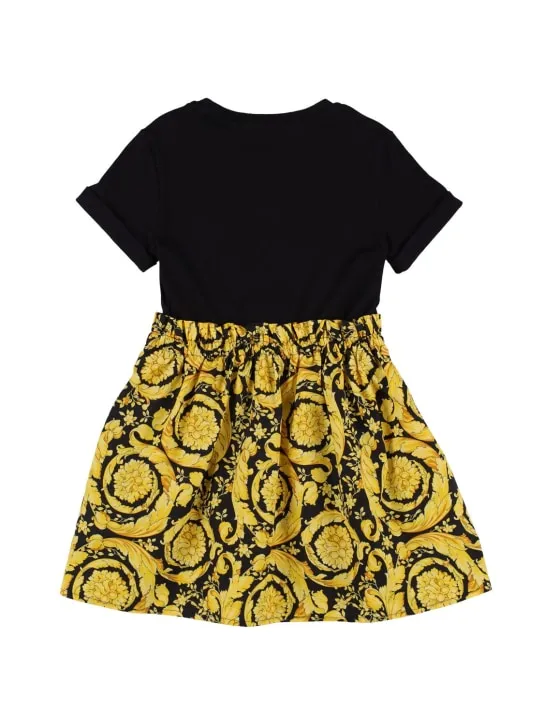 Versace   Cotton jersey &amp; printed poplin dress 
