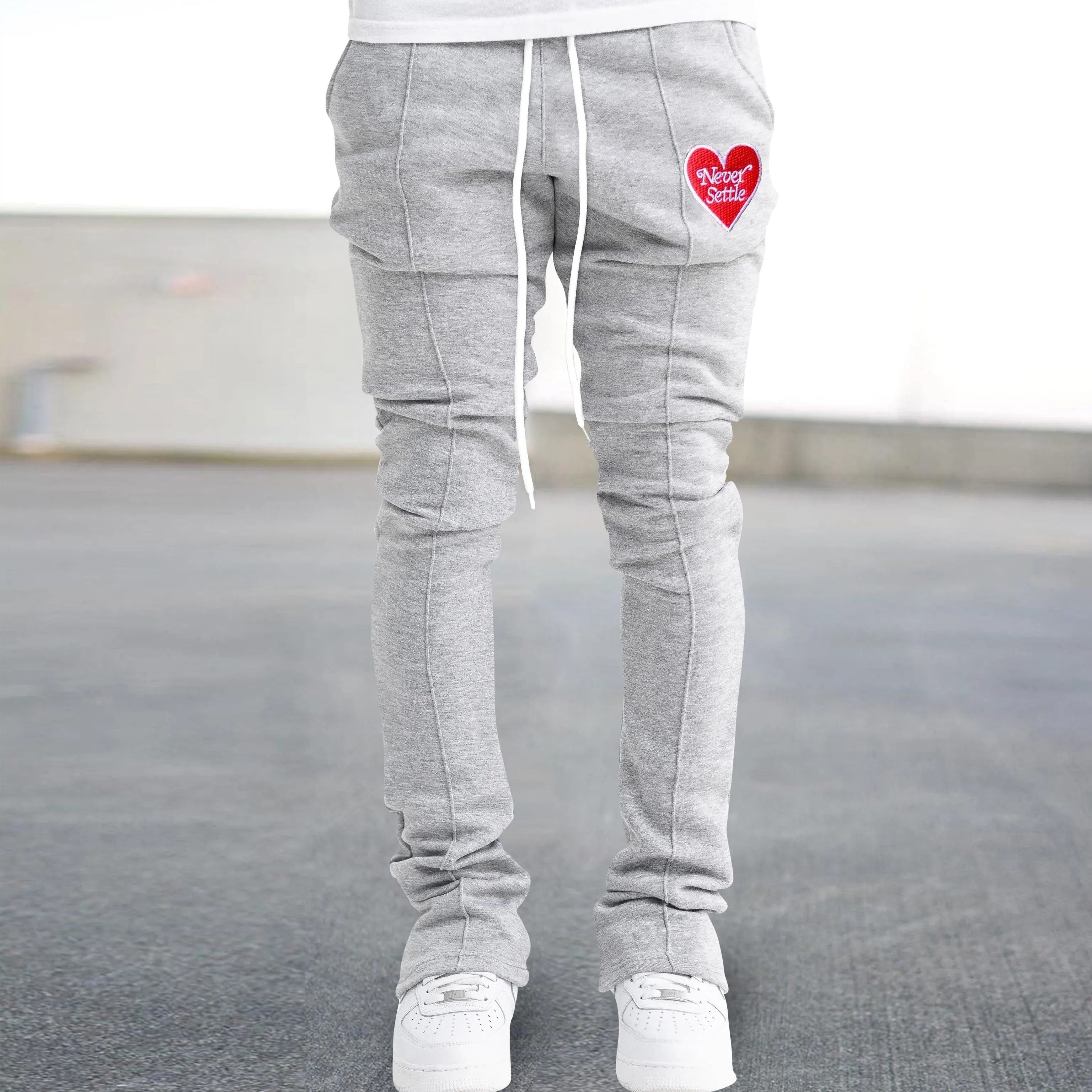 Vintage Embroidery Print Fashion Street Flared Trousers
