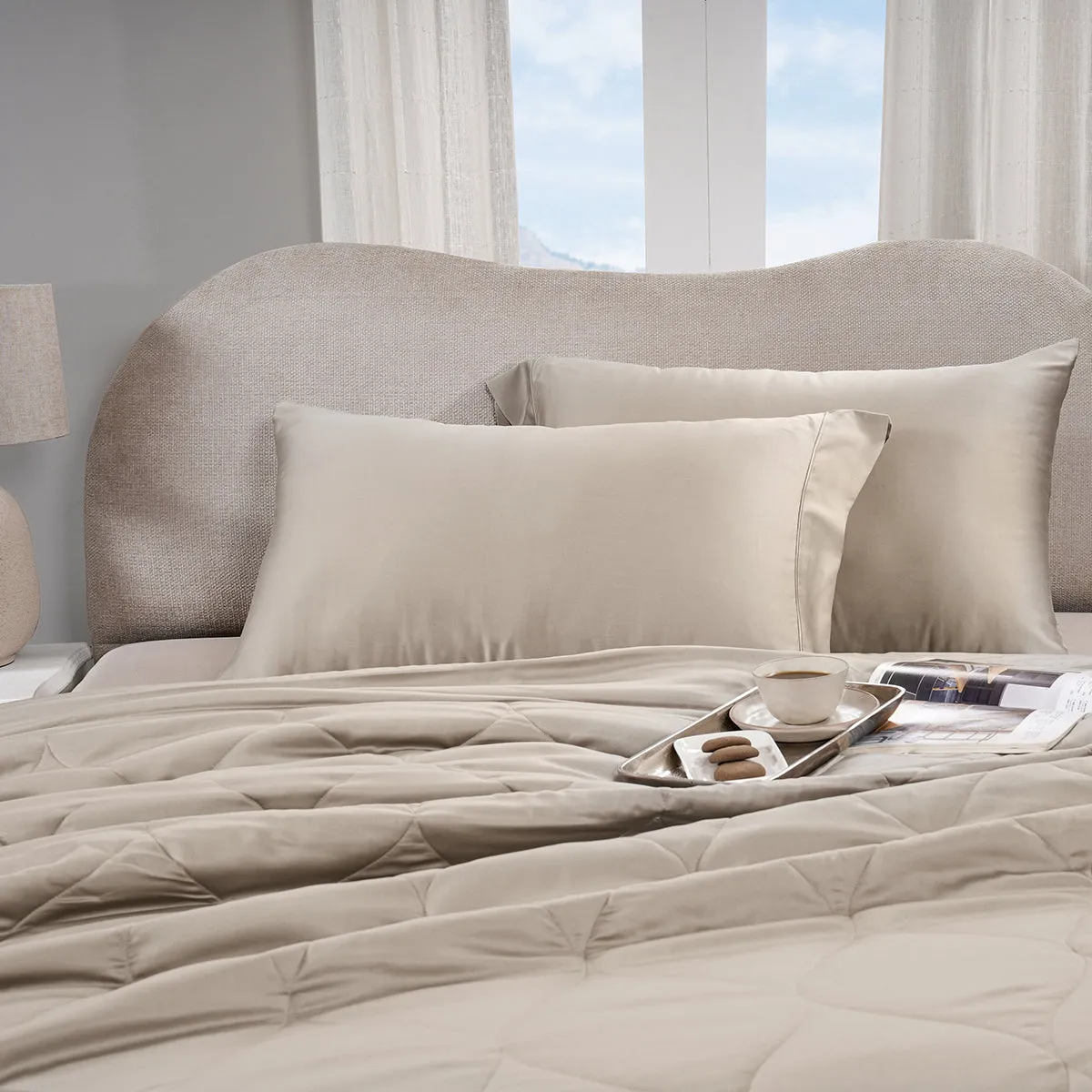 Vintage Noemi Tencel Fabric AC Quilt/Quilted Bed Cover/Comforter, Neutral