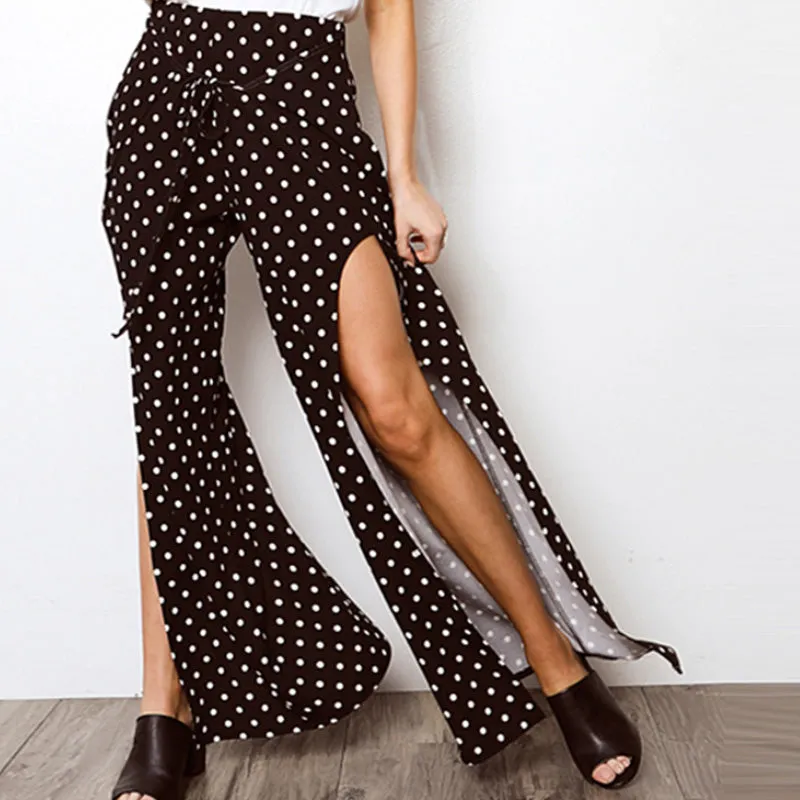 Wide Leg High Waist Loose Split Print Pants