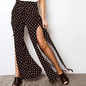 Wide Leg High Waist Loose Split Print Pants