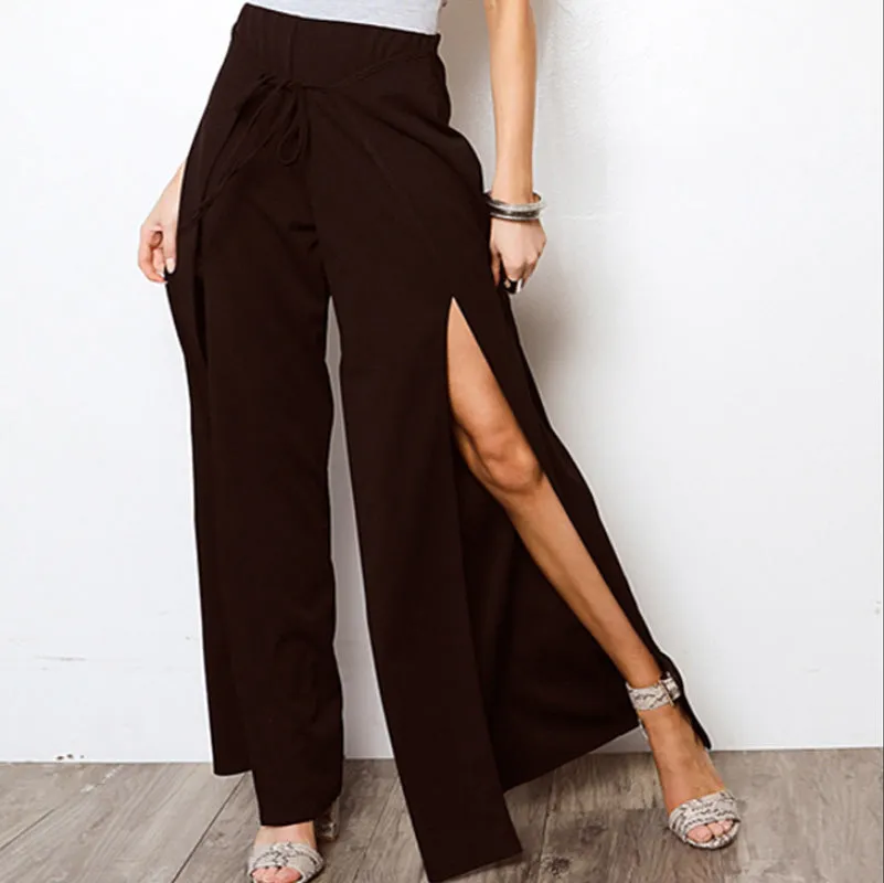 Wide Leg High Waist Loose Split Print Pants