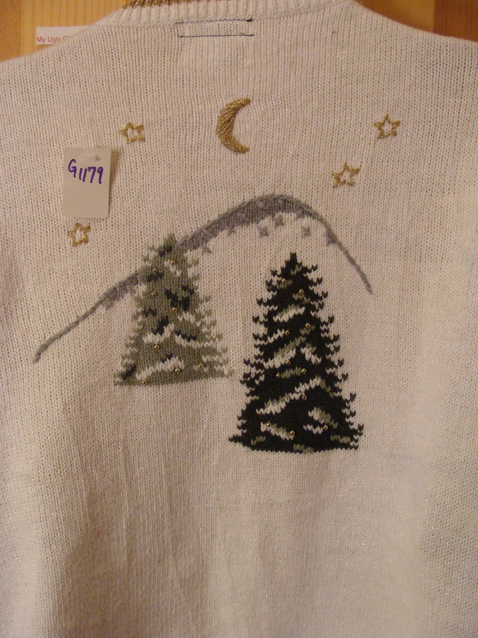 Winter Christmas Sweater with Lights Forest Trees