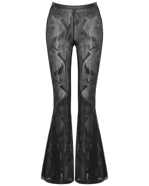WK-445 Womens Sheer Mesh Flared Leggings