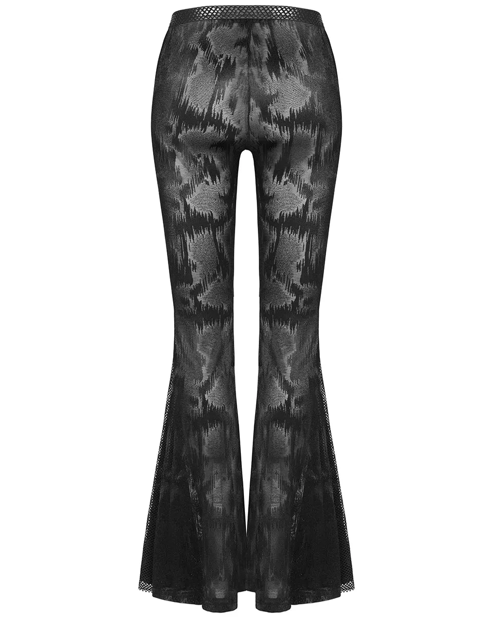 WK-445 Womens Sheer Mesh Flared Leggings